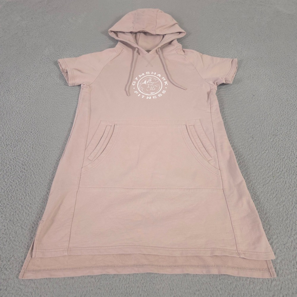 Gymshark Dress Womens Small Pink Legacy Fitness French Terry Hooded Short Sleeve